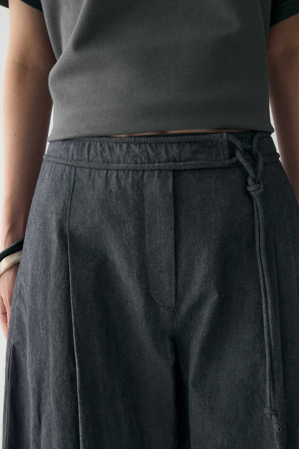 COTTON-LINEN BELTED PANTS